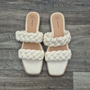 Time and Tru Women's Ivory Braided Sandals Size 8.5